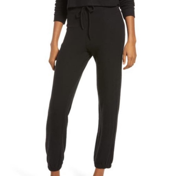 Reformation Taylor Lounge Pants Womens Black Drawstring Brushed Knit Tencel 0598